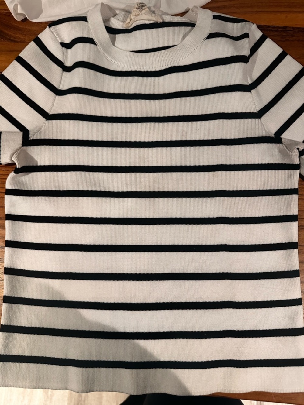 Classic Black and White Striped Knit Top